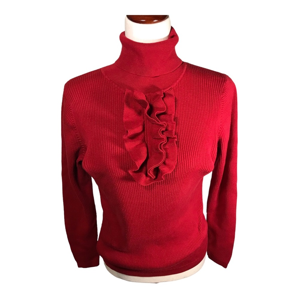 Talbots Ruffle Ribbed Sweater